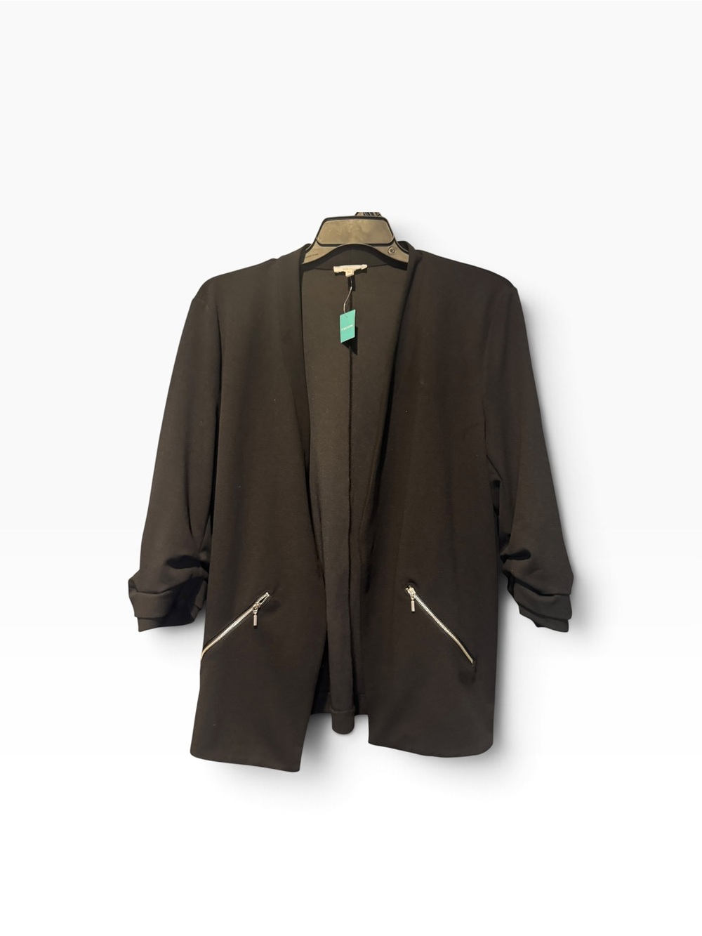 Maurices Black Open-Front Blazer with Zip Pockets